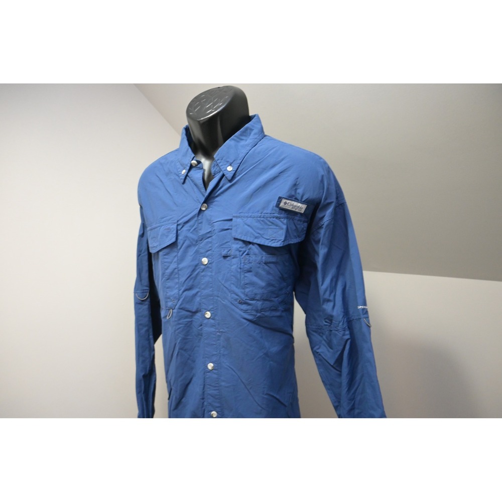 Columbia PFG Fishing Shirt Mens XL Blue Omni-Shade Vented Long Sleeve Excellent